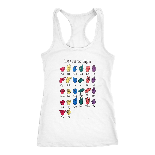 ASL I Love You Racerback Tank Top -White | Shop Sassy Chick