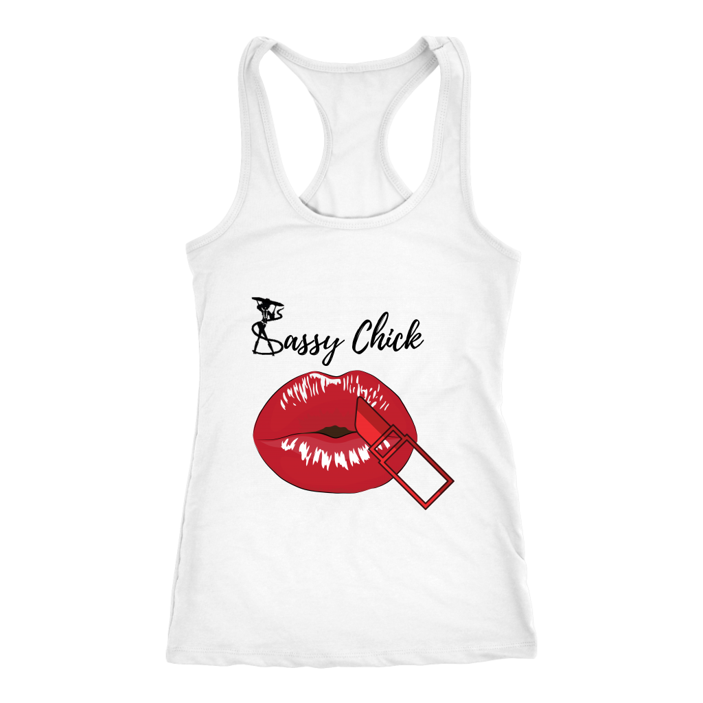 Red Lips Racerback Tank Top - White | Shop Sassy Chick