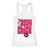 Sassy Chick Black Lips Racerback Tank Top - White | Shop Sassy Chick