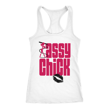 Sassy Chick Black Lips Racerback Tank Top - White | Shop Sassy Chick