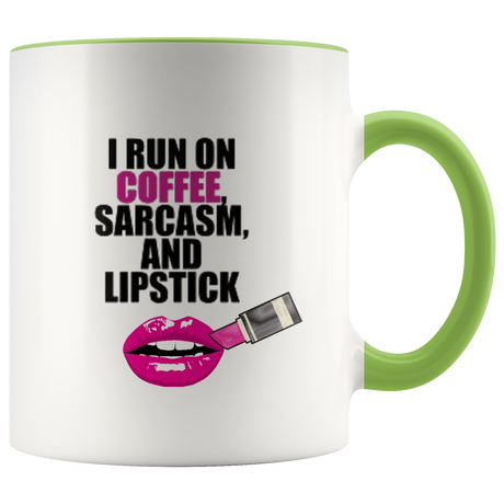Sarcasm and Coffee Ceramic Accent Mug - Green | Shop Sassy Chick