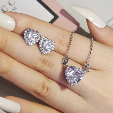 Heart design 925 Sterling Silver Jewelry Set