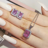 Pink 925 Sterling Silver Jewelry Set