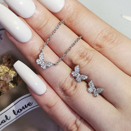 Butterfly 925 Sterling Silver Jewelry Set