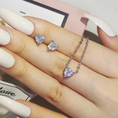 Heart Design 925 Sterling Silver Jewelry Set