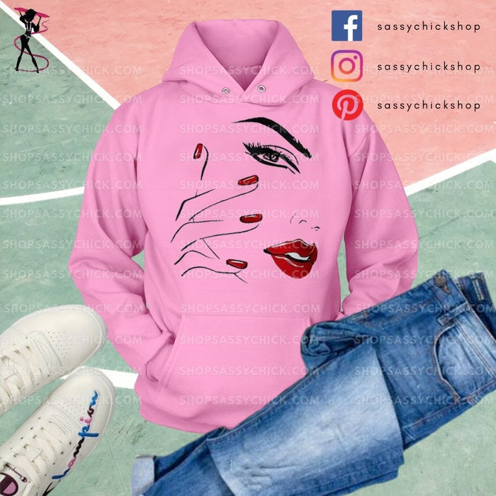 Red Nail Lips Hoodies - Shop Sassy Chick 