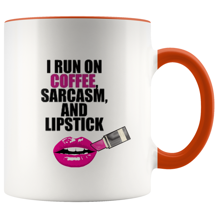 Sarcasm and Coffee Ceramic Accent Mug - Orange | Shop Sassy Chick