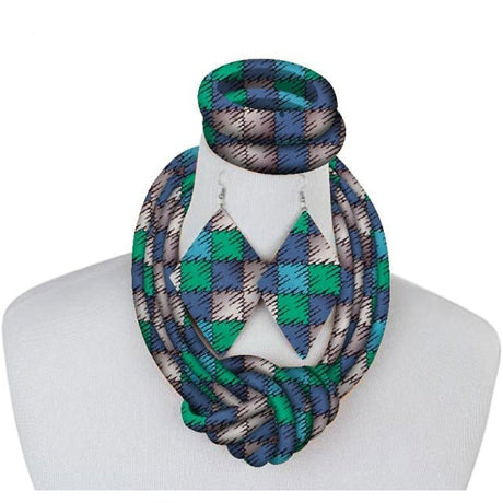 African Fabric Necklace Set 