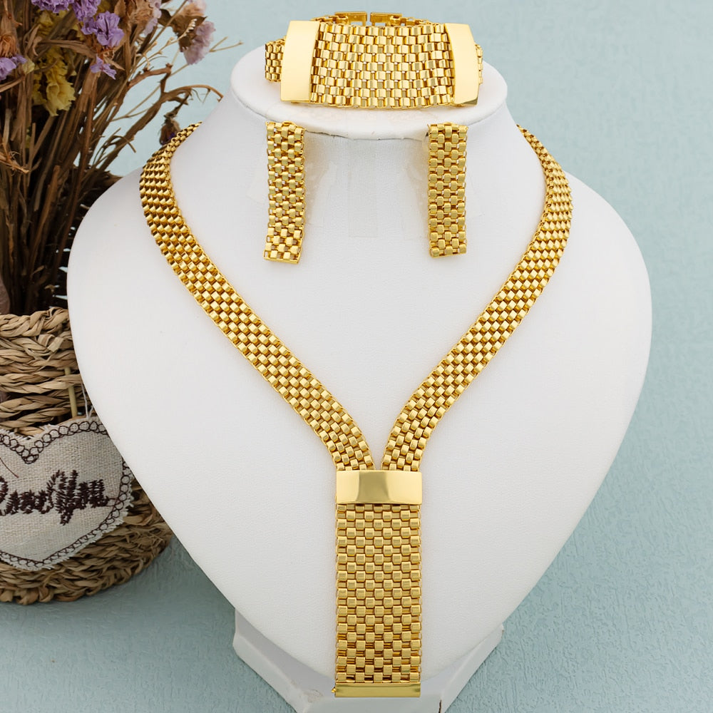 Gold African Geometric Jewelry Set