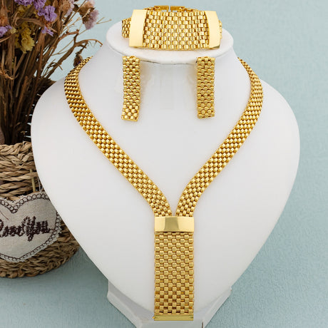 Gold African Geometric Jewelry Set