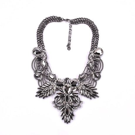 Black silver Bohemian Crystal Necklace