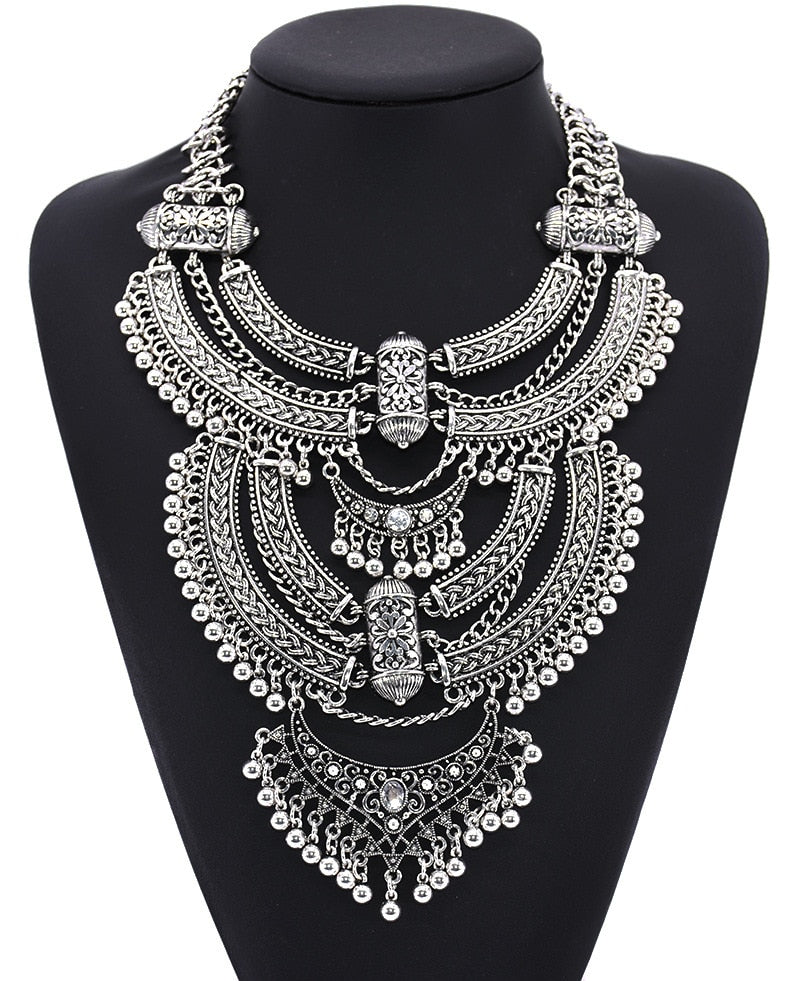 Silver Boho Chic Vintage Necklace