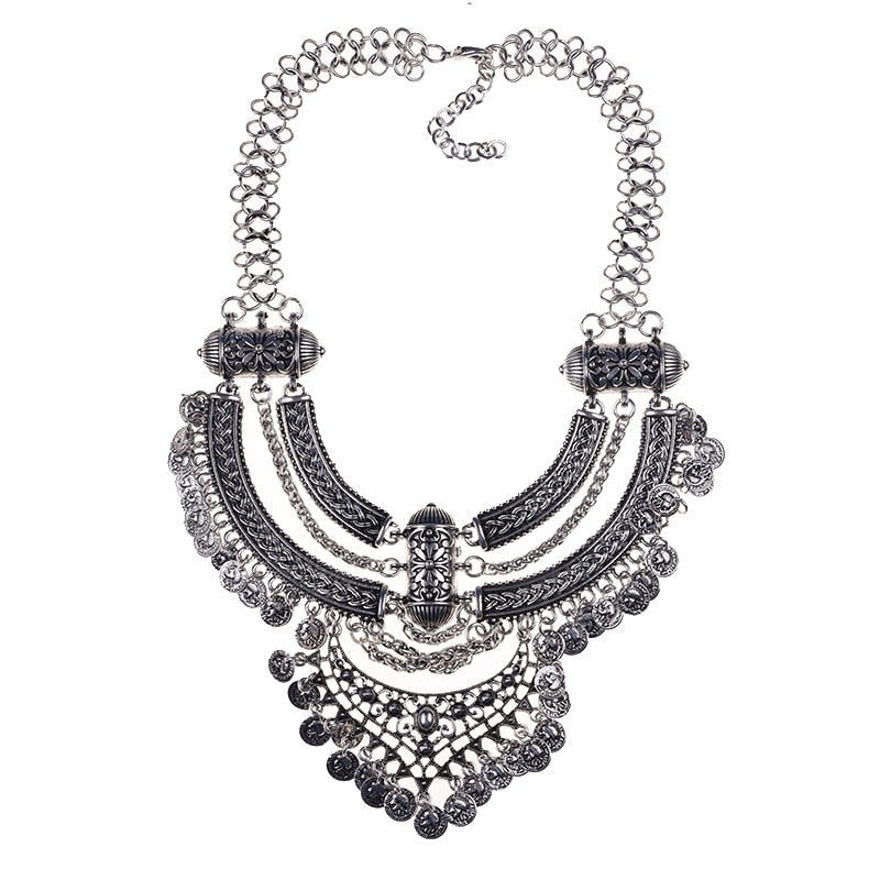 Silver Boho Chic Vintage Necklace