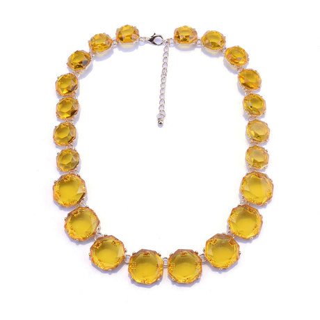 Gold Candy Color Transparent Gem Necklace