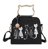 Black Cat Metal Handle  Handbag