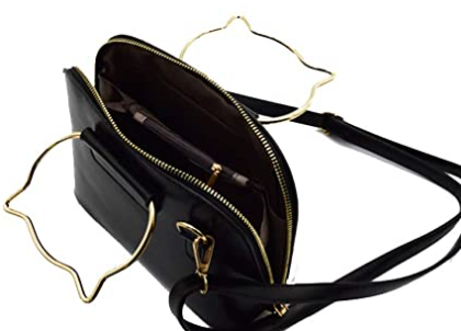 Compartment Cat Metal Handle  Handbag