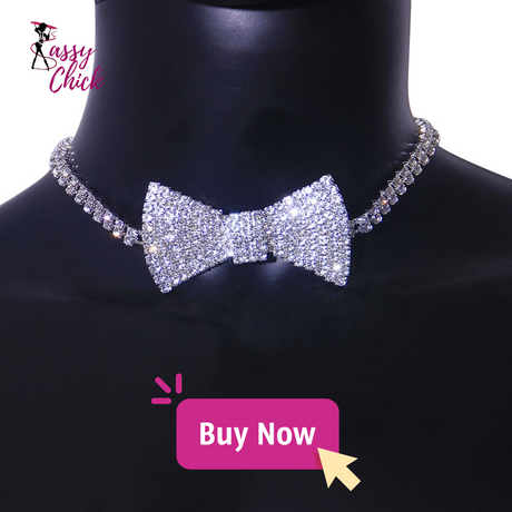 Classic Rhinestone Bow Tie Necklace