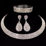 Silver Classic Rhinestone Jewelry Set