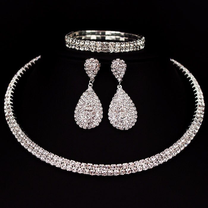 Silver Classic Rhinestone Jewelry Set
