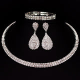 Silver Classic Rhinestone Jewelry Set
