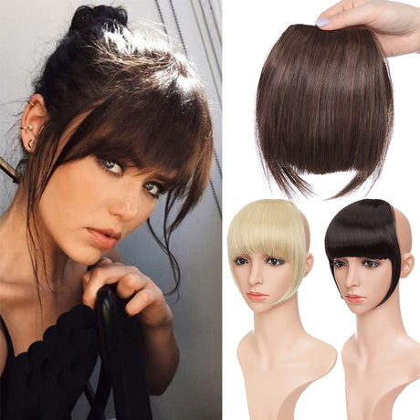 Model using Clip In Bangs Hair Extensions