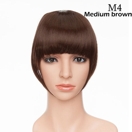 Medium Brown Clip In Bangs Hair Extensions