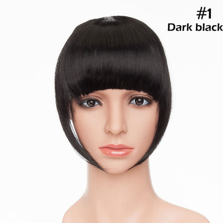 Dark Black Clip In Bangs Hair Extensions