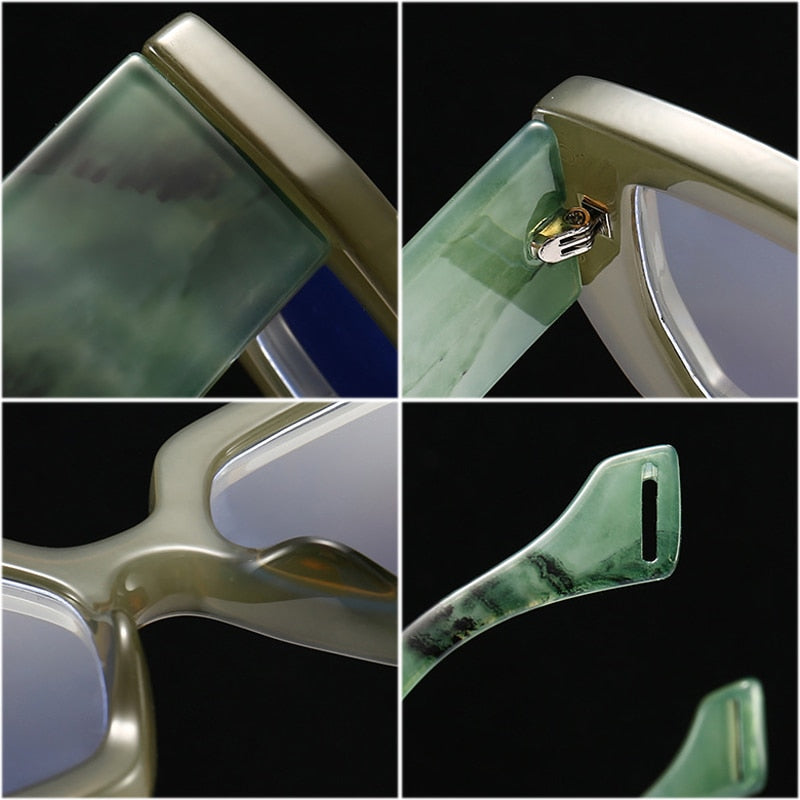 Details of Colorful Square Polygon Frame Glasses
