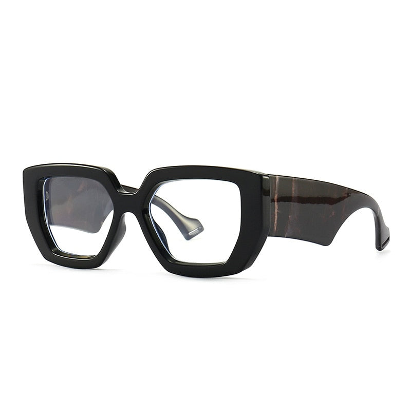 Black Colorful Square Polygon Frame Glasses