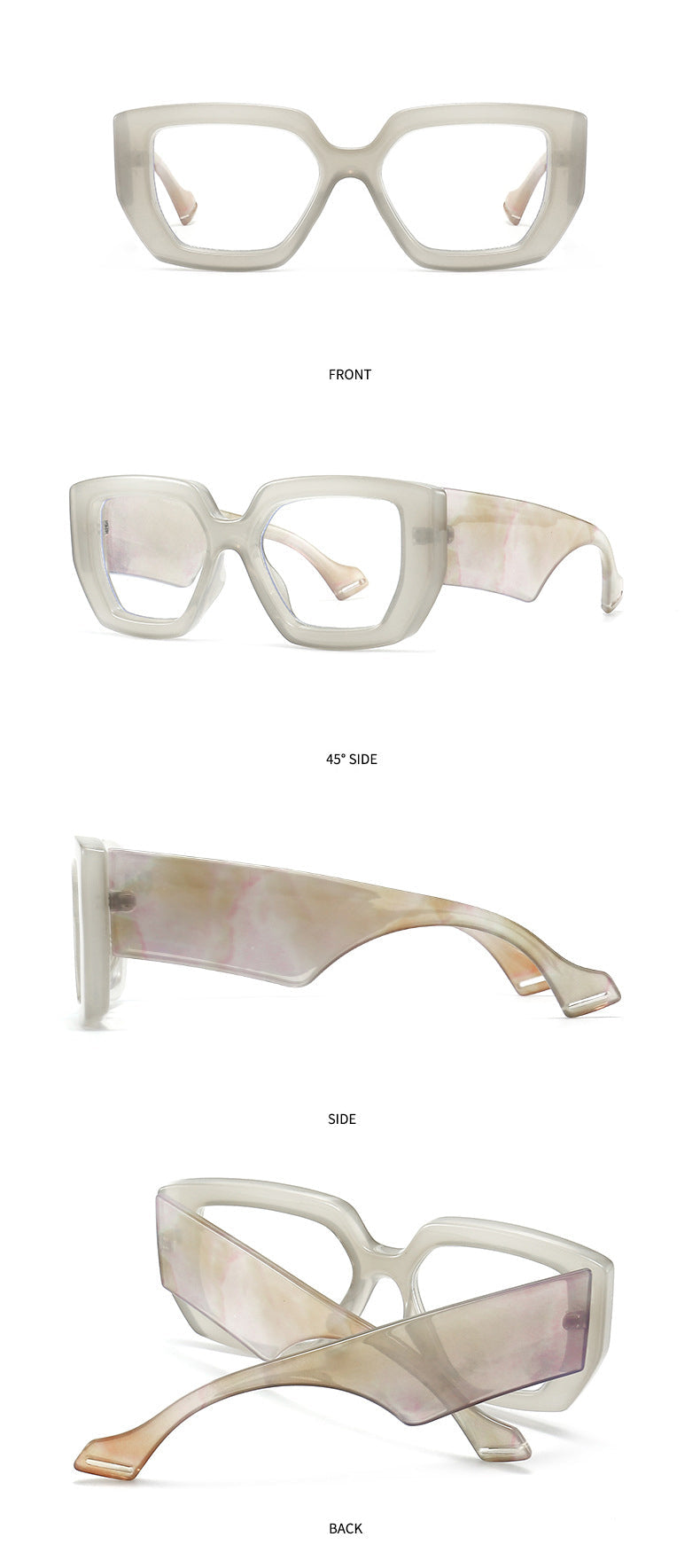 Colorful Square Polygon Frame Glasses