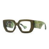 Green Colorful Square Polygon Frame Glasses