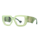 Green Colorful Square Polygon Frame Glasses
