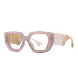 Beige Colorful Square Polygon Frame Glasses