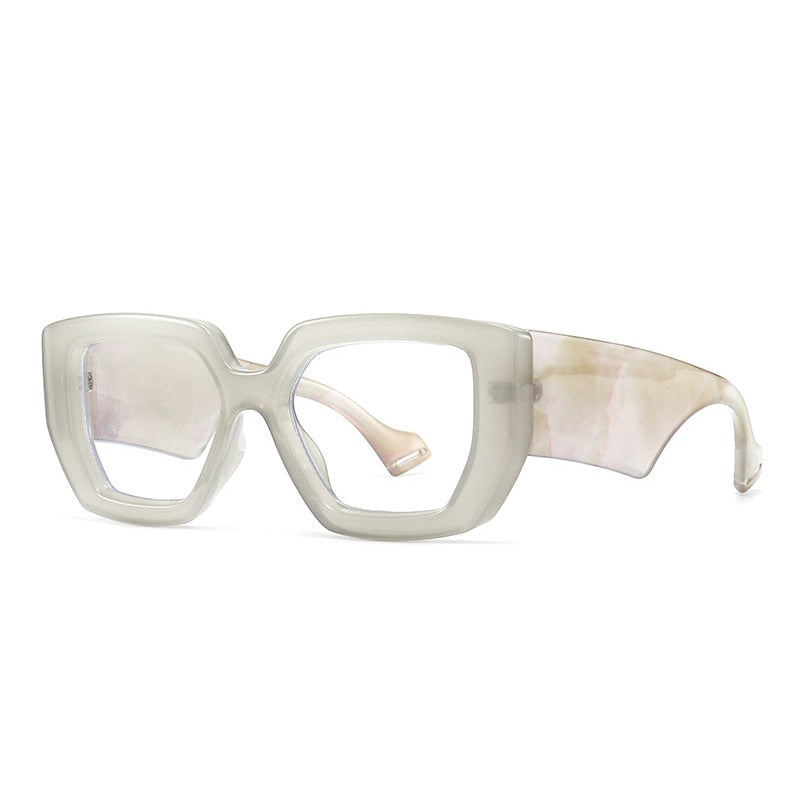 Gray Colorful Square Polygon Frame Glasses