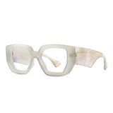 Gray Colorful Square Polygon Frame Glasses