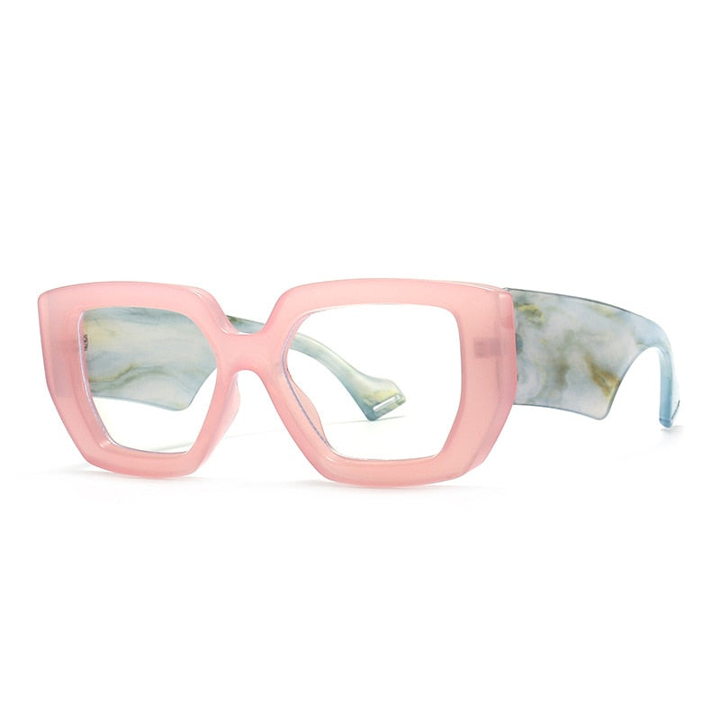 Pink Colorful Square Polygon Frame Glasses