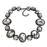 Silver Black Crystal Glass Necklace Set