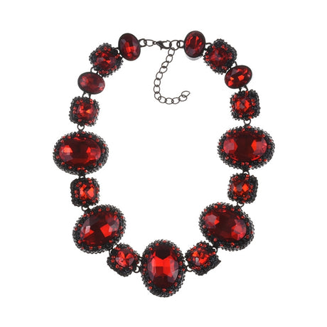 Red Crystal Glass Necklace Set