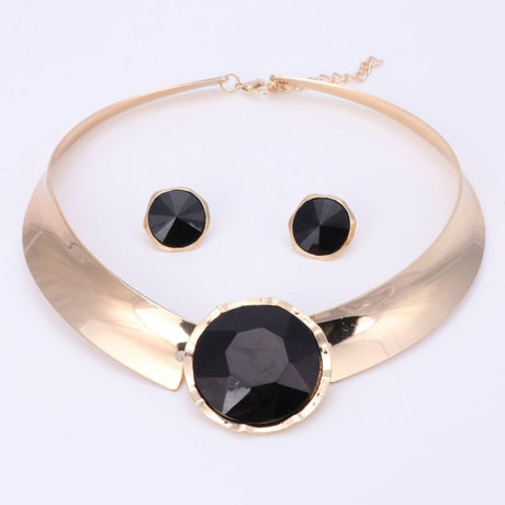 Black Crystal Jewelry Set
