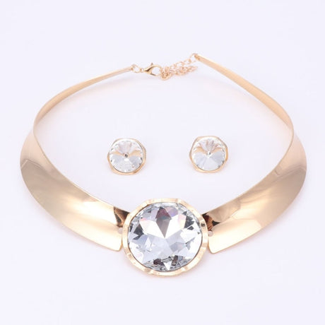 Silver Pendant Crystal Jewelry Set