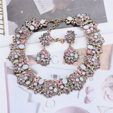 White Crystal Rhinestone Necklace