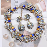 Blue orange Crystal Rhinestone Necklace