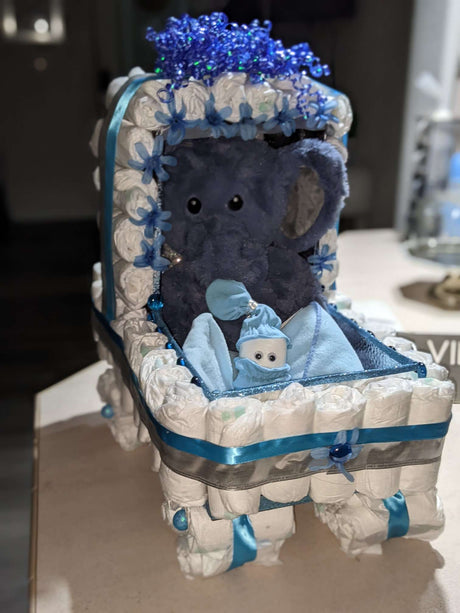 Custom Baby Boy Stroller Diaper Cake