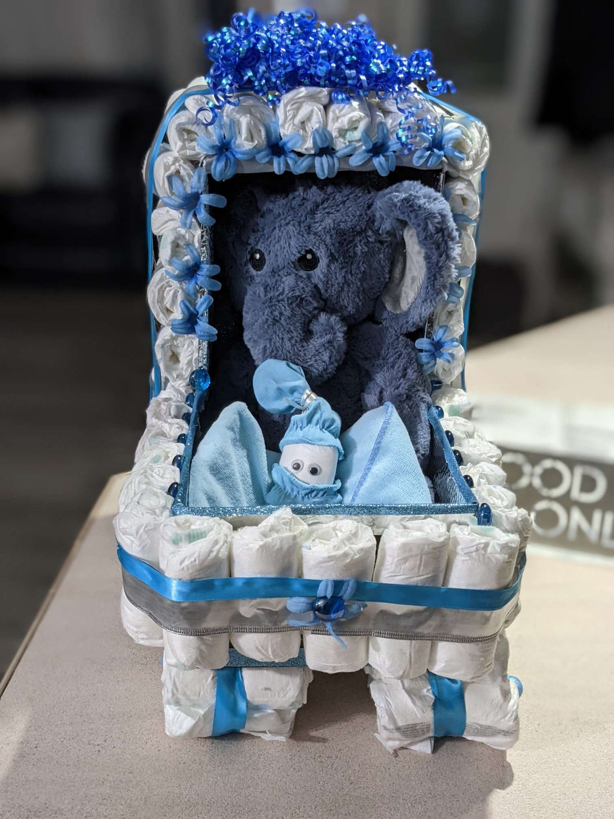 Custom Baby Boy Stroller Diaper Cake