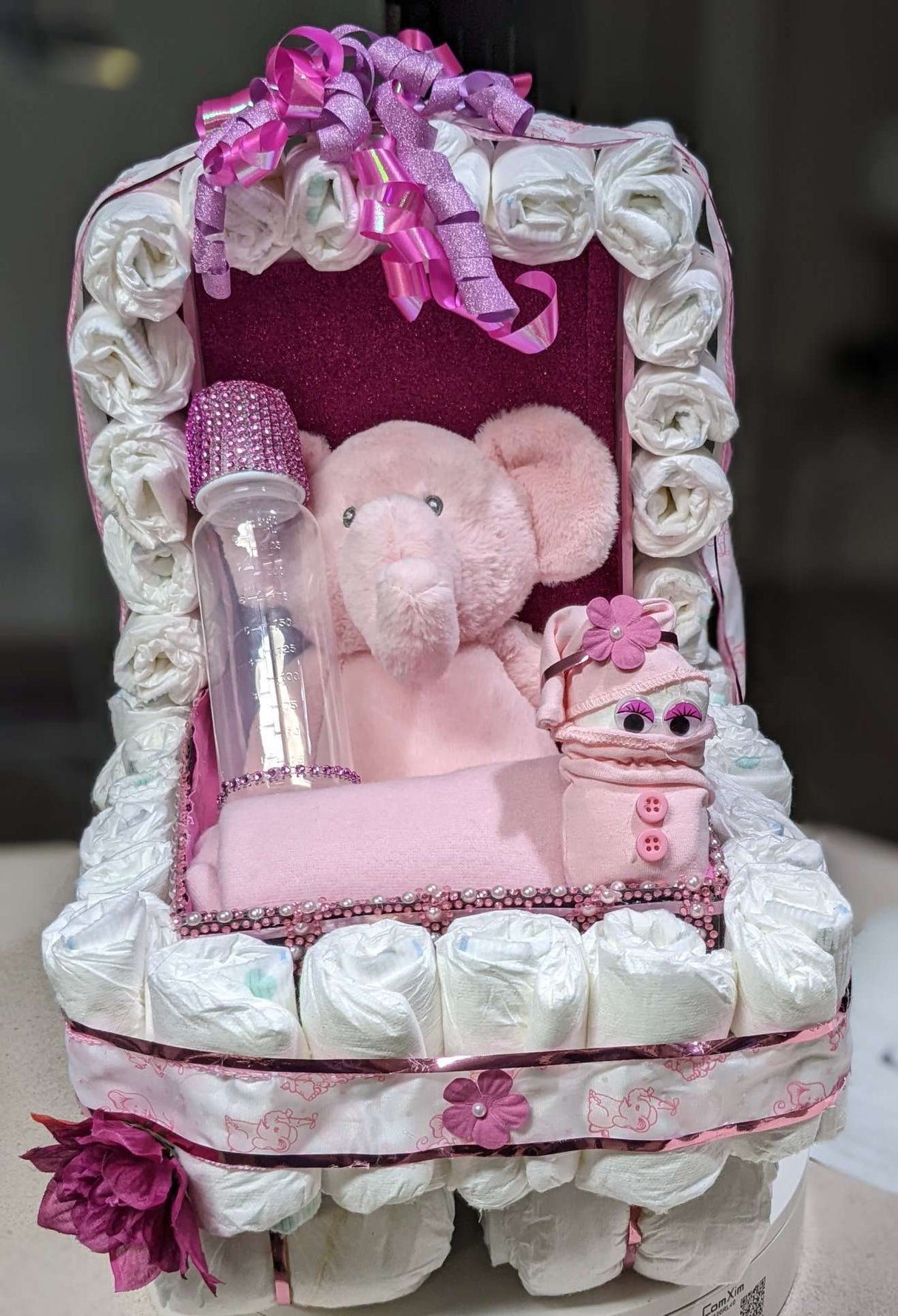 Baby Girl Stroller Diaper Cake
