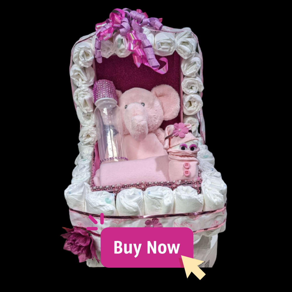 Custom Baby Girl Stroller Diaper Cake
