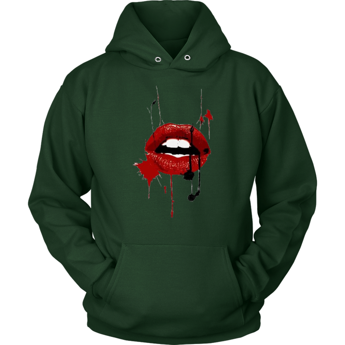 Black Red Lips Hoodies