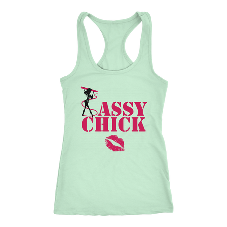 Sassy Chick Pink Lips Racerback Tank Top - Mint | Shop Sassy Chick