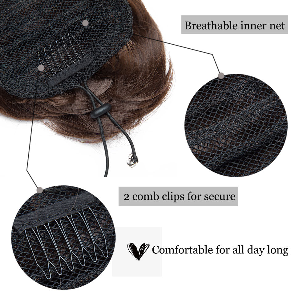 Details Drawstring Clip in Hair Bun Synthetic
