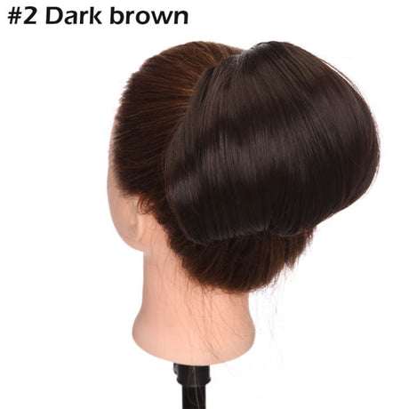 Dark Brown Drawstring Clip in Hair Bun Synthetic